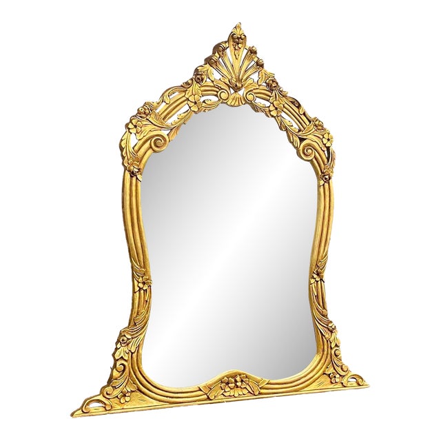 1900s European Rococo Gold Beech Console Wall Mirror - 1 Pc For Sale