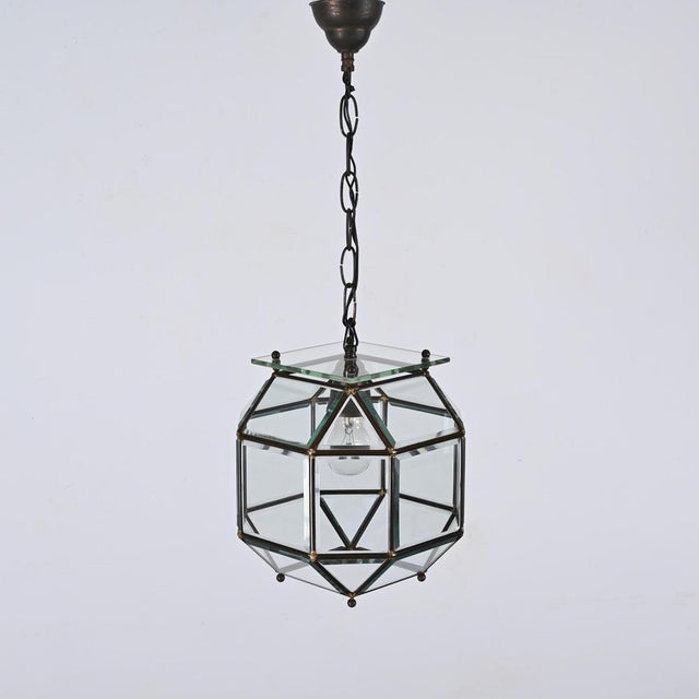 Italian Glass and Brass Lantern by Fontana Arte, 1950s For Sale - Image 4 of 16