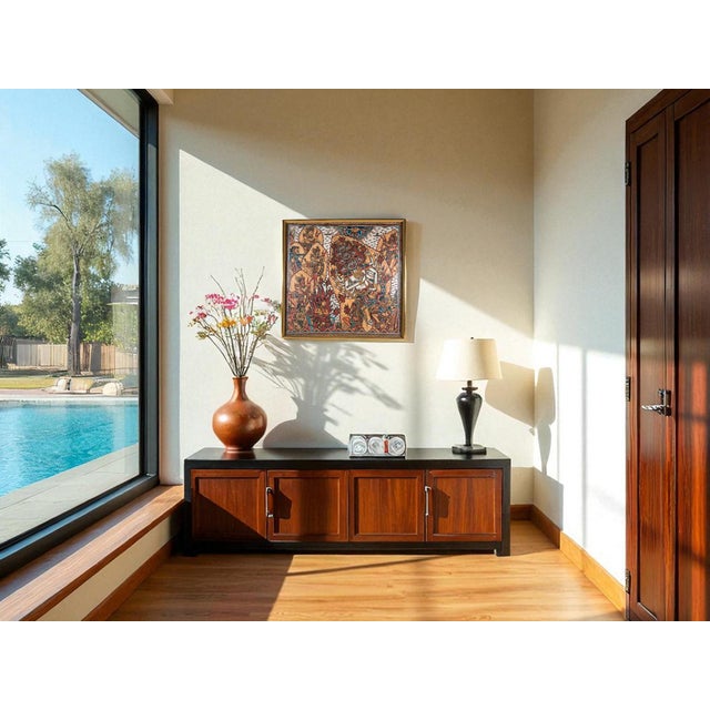 An unsigned Balinese Kamasan painting depicting the "Burning of the God of Love, Samaradahan". The age is estimated to be...