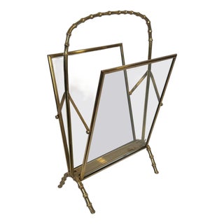 1940s Faux bamboo bronze and brass magazine rack by Maison Baguès For Sale