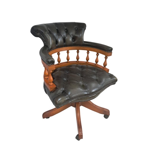 Vintage Chesterfield Chair in Green Leather, 1980s For Sale - Image 17 of 17