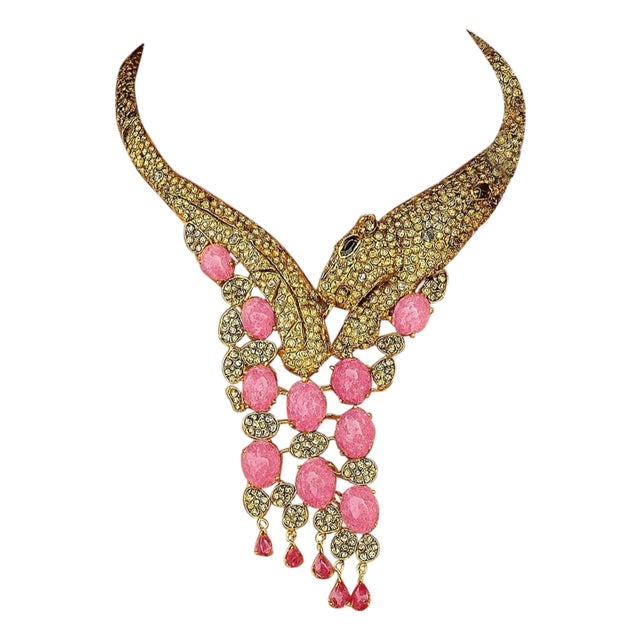 Bochic “Capri” Vintage Diamond, Ruby & Fancy Sapphire Necklace Set 18K & Silver For Sale