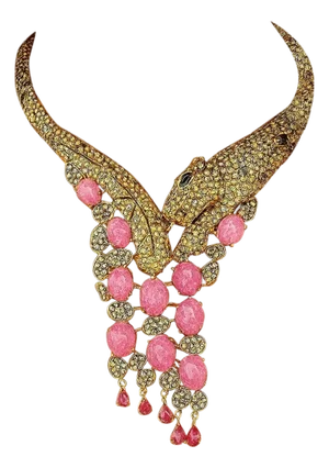 Bochic “Capri” Vintage Diamond, Ruby & Fancy Sapphire Necklace Set 18K & Silver