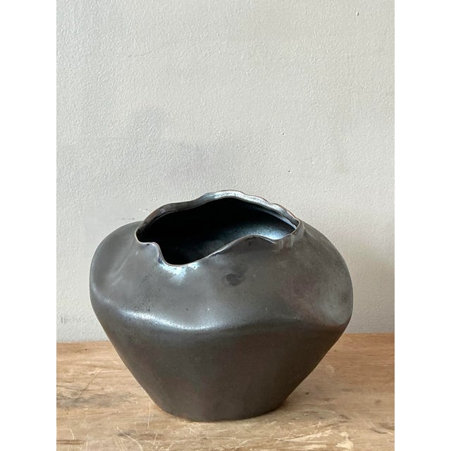 Early 21st Century Vintage Coastal Raku Fired Vase For Sale - Image 5 of 5