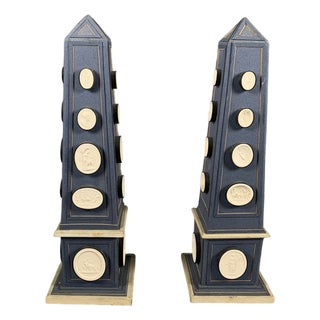 Antique Obelisks with Cameos, 1790, Set of 2 For Sale