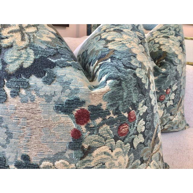 Pair of stunning Custom down-filled pillows in Italian cut and uncut velvet fabric from Scalamandré called "Marly"....