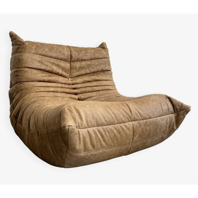 Animal Skin Togo Lounge Chair in Leather by Michel Ducaroy for Ligne Roset, 1973 For Sale - Image 7 of 7