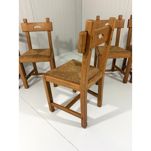 Rustic Blonde Oak Dining Chairs, 1960s, Set of 6 For Sale - Image 8 of 18