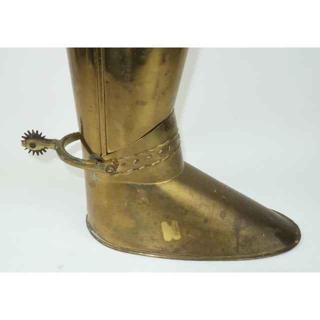 Metal Vintage English Brass Boot Umbrella Stand For Sale - Image 7 of 14