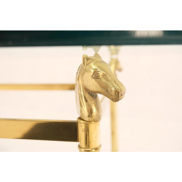 Horse Head Hoof Feet Brass Base Oval Glass Top Italian Coffee Center Table For Sale - Image 6 of 13