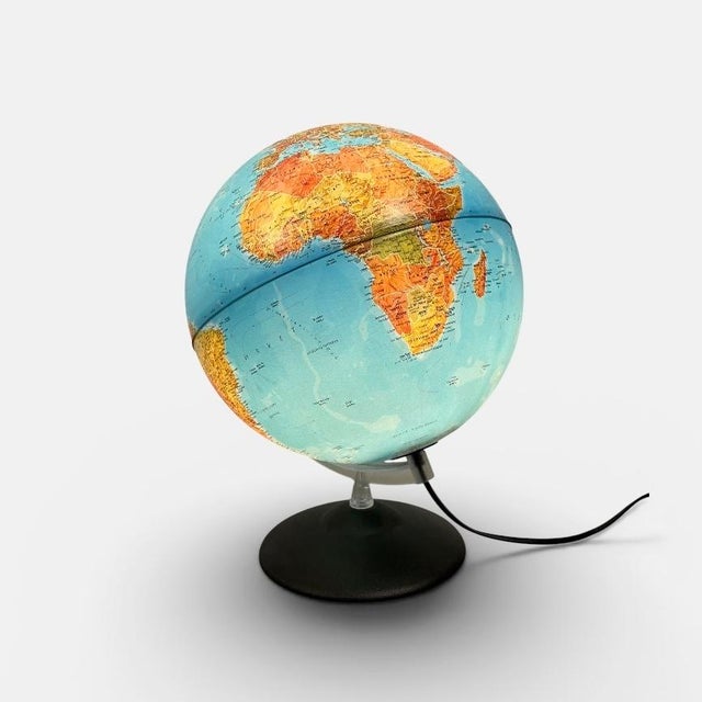Blue Tecno Globus Illuminated Globe from Tecnodidattica, Italy, 1970s For Sale - Image 8 of 8