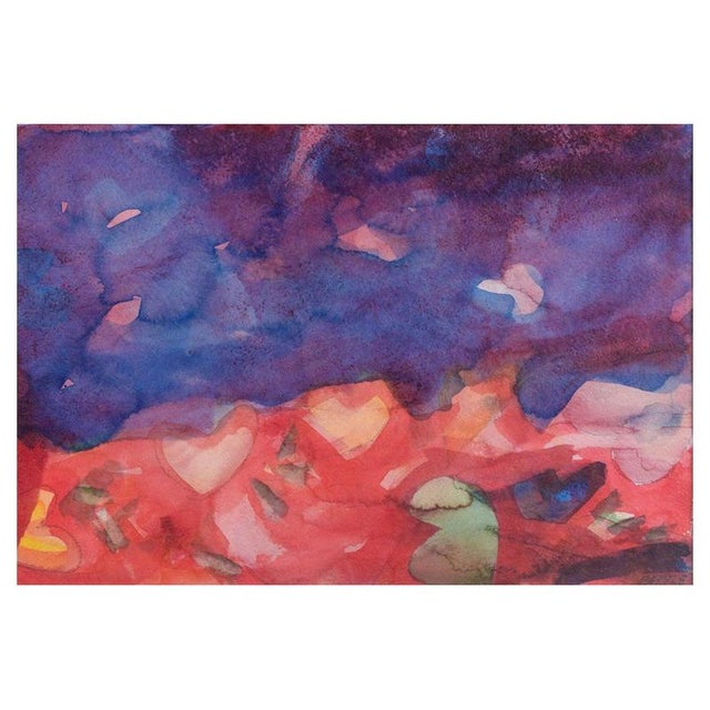 Lars Bertle, Red and Violet Tones, 1987, Watercolor on Paper For Sale - Image 6 of 6