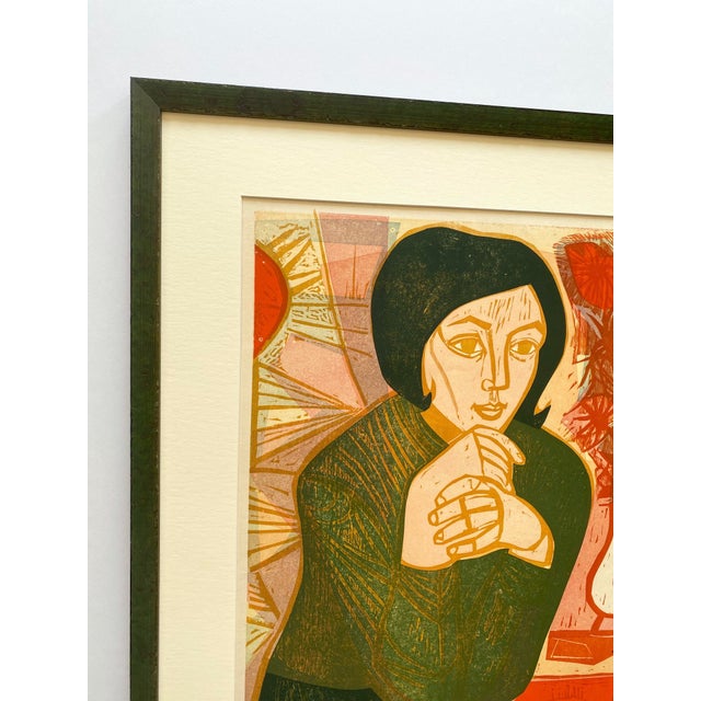 Irving Amen Irving Amen Vintage 1965 Mid Century Modern " Summer " Limited Edition Framed Hand Signed Original Fine Art Woodcut Print For Sale - Image 4 of 18