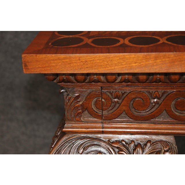 Antique Georgian Style Carved Console Table With Inlaid Wood Top For Sale - Image 9 of 13