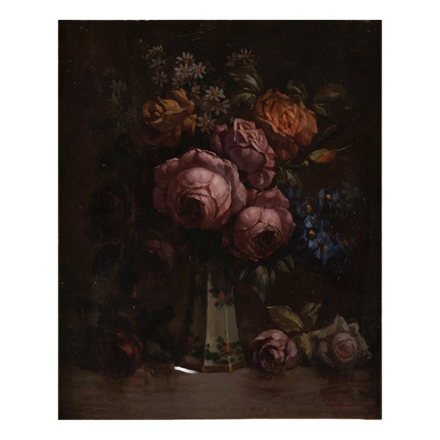 Joseph Ferrero, Flower Bouquet, 1890s-1910s, Oil on Board For Sale