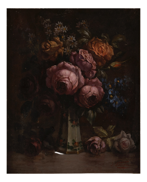 Joseph Ferrero, Flower Bouquet, 1890s-1910s, Oil on Board