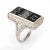 Finely detailed vintage Art Deco era ring (circa 1920s), crafted in 14 karat white gold. Onyx is inscribed ''PCM'' along...