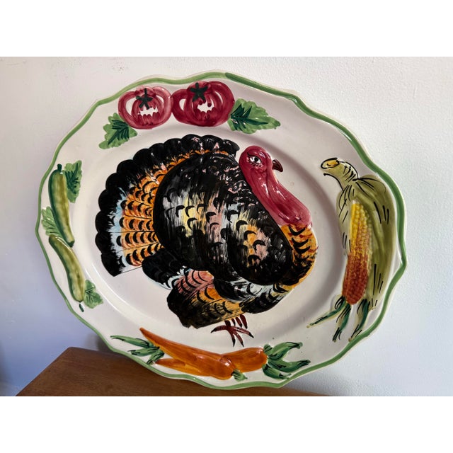1970s Boho Chic Magnificent Italian Turkey Pottery Serving Platter For Sale - Image 4 of 12