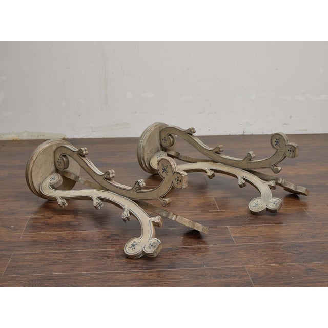 English Pair of English Painted Carved Pedestals With Scrolling Legs, Circa 1900 For Sale - Image 3 of 7