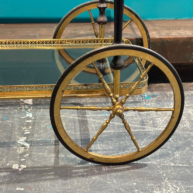 Mid-Century Gilt Metal and Glass Serving Trolley, 1950s For Sale - Image 12 of 12