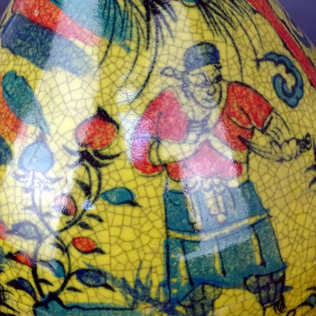 Blue Chinese Vintage Ceramic Vase,Ming Dynasty Jiajing Marked Blue and White Doucai Porcelain Yuhuchun Vase Hand Painted Figures Pattern For Sale - Image 8 of 8