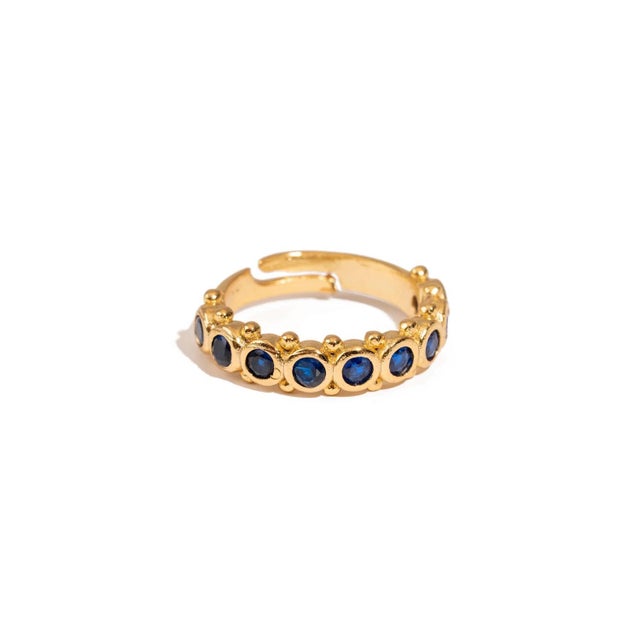 Majestic Sapphire Adjustable Gold Statement Ring, Size 8 For Sale In Miami - Image 6 of 8