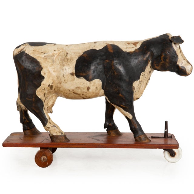 Folk Art 20th Century American Folk Art Whimsical Carved Painted Holstein Cow For Sale - Image 3 of 18