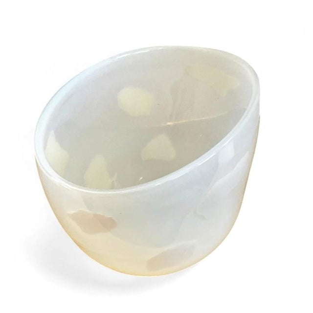 ** The abstract “dots” on this piece are an opaque WHITE against translucent white glass. (The dots tend to look grey in...