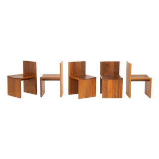 Zach Hadlock Platform Walnut Dining Chairs, 5 For Sale