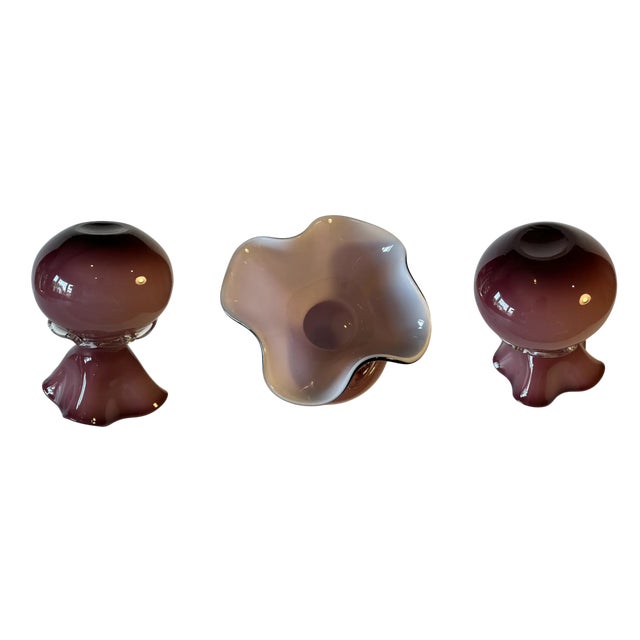 Vintage Mauve Art Glass Bulbous Handkerchief Vase For Sale - Image 9 of 10