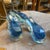 Veca Two 1960s. Space Age Steel and Blue and Verde Nilo Glass Wall Sconces by Veca For Sale - Image 4 of 15