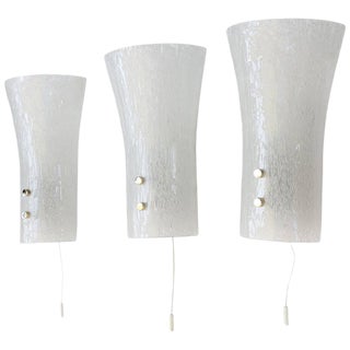 German Wall Sconces in Murano Glass & Nickel, 1960s, Set of 3 For Sale