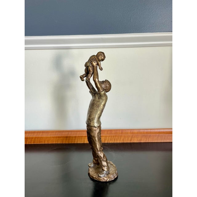 Metal Mark Hopkins Bronze Sculpture Father and Son For Sale - Image 7 of 9
