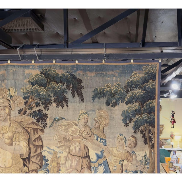 Textile Monumental 18th Century Flemish Verdure Tapestry With Classical Scene For Sale - Image 7 of 13