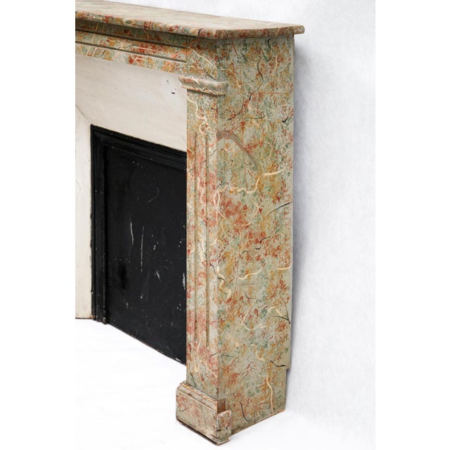 Antique 19th Century Wooden Fireplace in Faux Marble For Sale - Image 6 of 8