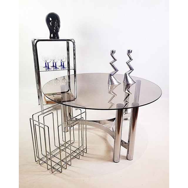 Vintage Coffee Table with Smoked Glass Top, 1970s, in Good conditions. Designed 1970 to 1979