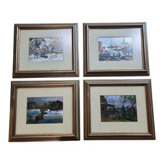 1970s Lionel Barrymore Gold Foil Print Etchings - Set of Four For Sale