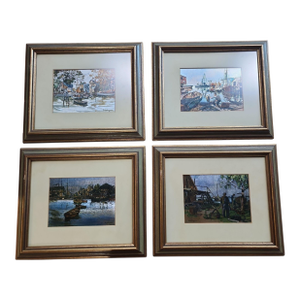 1970s Lionel Barrymore Gold Foil Print Etchings - Set of Four