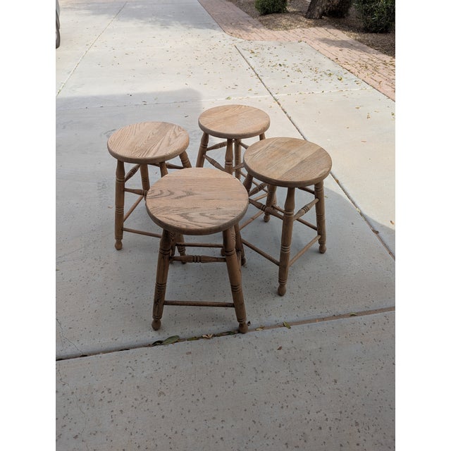 These stools have been stripped and are ready for sanding and staining.. Great quality. Virginia House. Date of...