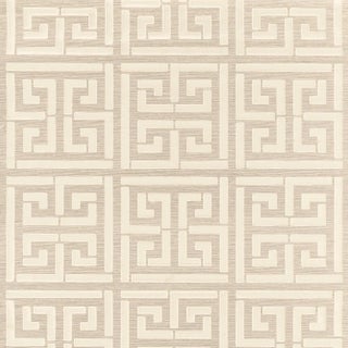 Schumacher Greek Key Sisal Wallpaper in Silver For Sale