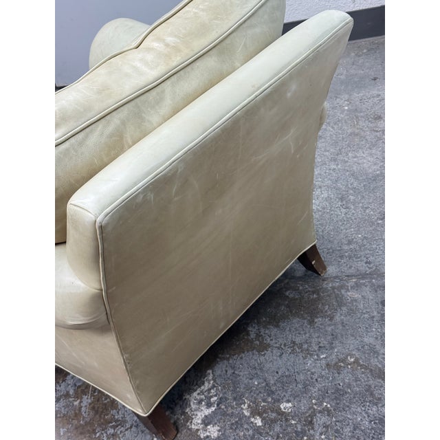 Benchmade Tipped Ivory Leather Arm Chair For Sale - Image 11 of 12