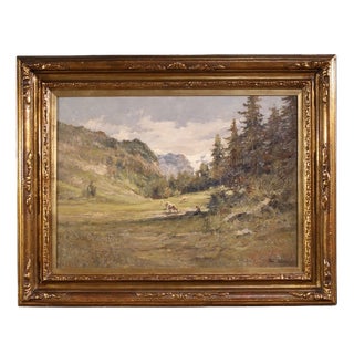 Giuseppe Gheduzzi, Landscape Composition, 1920s, Oil Painting on Board, Framed For Sale