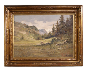 Giuseppe Gheduzzi, Landscape Composition, 1920s, Oil Painting on Board, Framed