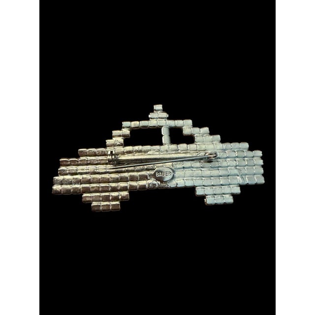 1980s Vintage 80s Dorothy Bauer Rhinestone Yellow Taxi Cab Brooch Pin For Sale - Image 5 of 6