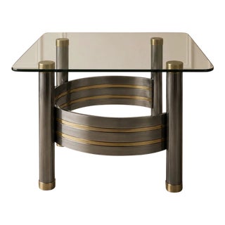 Vintage Romeo Rega (Designer) Chrome, Brass and Glass Top Coffee Table For Sale