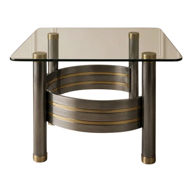 Vintage Romeo Rega (Designer) Chrome, Brass and Glass Top Coffee Table For Sale
