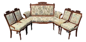 5 Piece Walnut East Lake Victorian Parlor Set