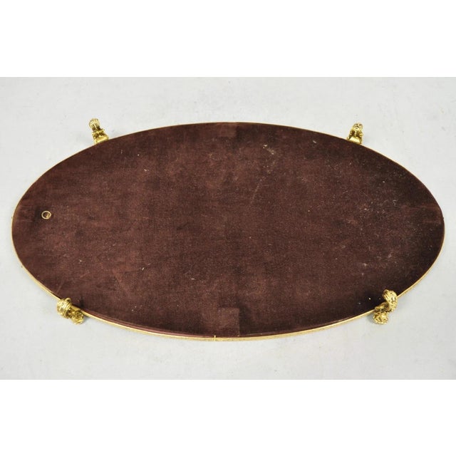 Vintage Hollywood Regency Gold Maiden Bust Oval Beveled Glass Mirror Vanity Tray For Sale - Image 12 of 13