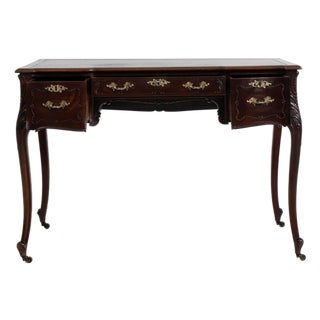 Louis XV Desk with Brass Details on Casters, Rococo Style, France, 19th Century For Sale