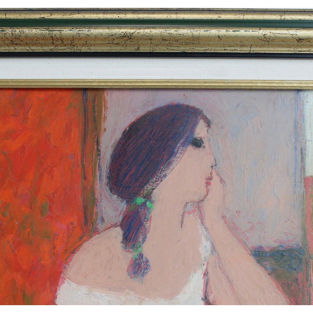 Michel Sarazin, Portrait of a Pensive Woman, 2000s, Oil Pastel on Board, Framed For Sale - Image 16 of 18